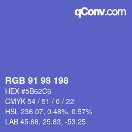 Color code: RGB 91 98 198 | qconv.com