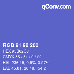 Color code: RGB 91 98 200 | qconv.com
