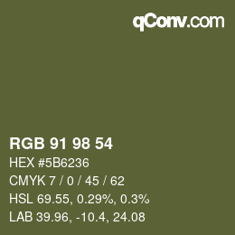 Color code: RGB 91 98 54 | qconv.com