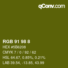 カラーコード: RGB 91 98 8 | qconv.com