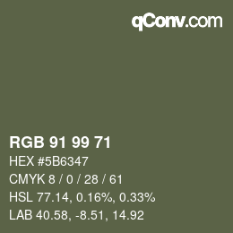 颜色代码: RGB 91 99 71 | qconv.com