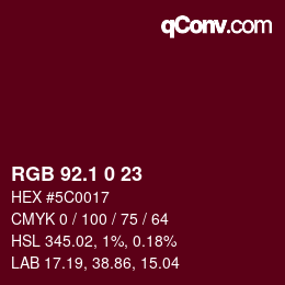 カラーコード: RGB 92.1 0 23 | qconv.com