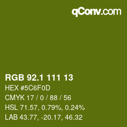 カラーコード: RGB 92.1 111 13 | qconv.com