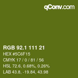 カラーコード: RGB 92.1 111 21 | qconv.com