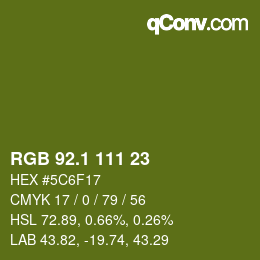 カラーコード: RGB 92.1 111 23 | qconv.com