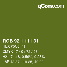 カラーコード: RGB 92.1 111 31 | qconv.com