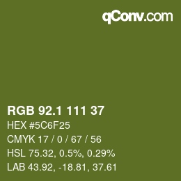 カラーコード: RGB 92.1 111 37 | qconv.com