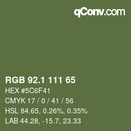 カラーコード: RGB 92.1 111 65 | qconv.com