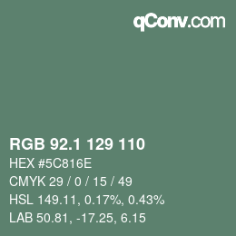 Color code: RGB 92.1 129 110 | qconv.com