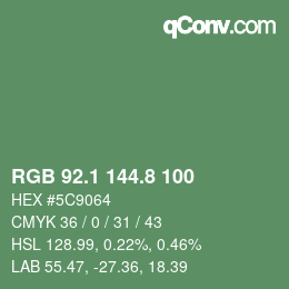 カラーコード: RGB 92.1 144.8 100 | qconv.com