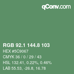 カラーコード: RGB 92.1 144.8 103 | qconv.com