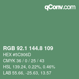 カラーコード: RGB 92.1 144.8 109 | qconv.com