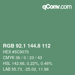 カラーコード: RGB 92.1 144.8 112 | qconv.com