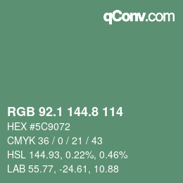 カラーコード: RGB 92.1 144.8 114 | qconv.com