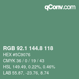 カラーコード: RGB 92.1 144.8 118 | qconv.com