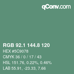 Farbcode: RGB 92.1 144.8 120 | qconv.com