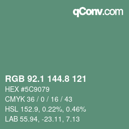 カラーコード: RGB 92.1 144.8 121 | qconv.com
