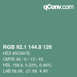 カラーコード: RGB 92.1 144.8 126 | qconv.com