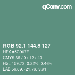 カラーコード: RGB 92.1 144.8 127 | qconv.com