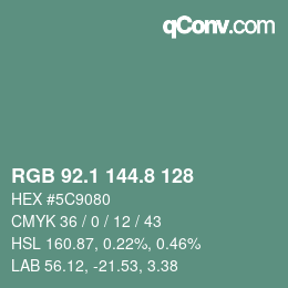 カラーコード: RGB 92.1 144.8 128 | qconv.com