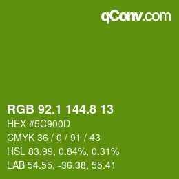 カラーコード: RGB 92.1 144.8 13 | qconv.com