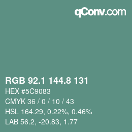 Farbcode: RGB 92.1 144.8 131 | qconv.com