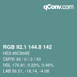 カラーコード: RGB 92.1 144.8 142 | qconv.com