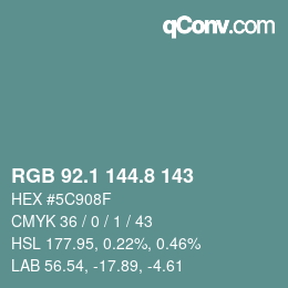 Color code: RGB 92.1 144.8 143 | qconv.com