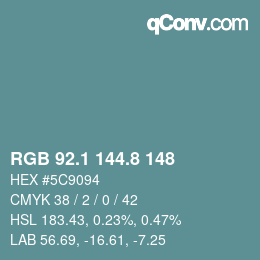 Color code: RGB 92.1 144.8 148 | qconv.com