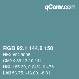 Color code: RGB 92.1 144.8 150 | qconv.com