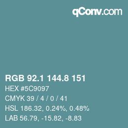 Farbcode: RGB 92.1 144.8 151 | qconv.com