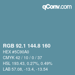 Color code: RGB 92.1 144.8 160 | qconv.com