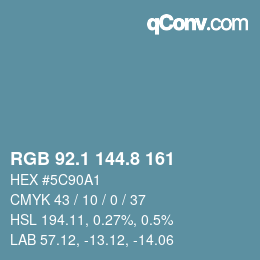 カラーコード: RGB 92.1 144.8 161 | qconv.com