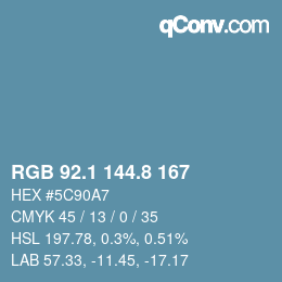 カラーコード: RGB 92.1 144.8 167 | qconv.com