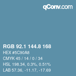 カラーコード: RGB 92.1 144.8 168 | qconv.com