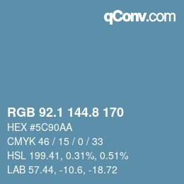 Farbcode: RGB 92.1 144.8 170 | qconv.com