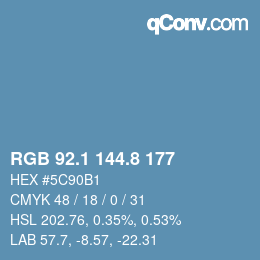 カラーコード: RGB 92.1 144.8 177 | qconv.com
