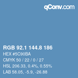 Farbcode: RGB 92.1 144.8 186 | qconv.com