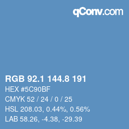 Farbcode: RGB 92.1 144.8 191 | qconv.com