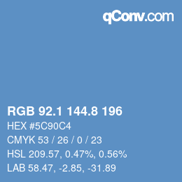Code couleur: RGB 92.1 144.8 196 | qconv.com