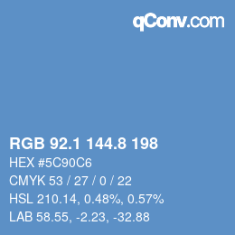 Farbcode: RGB 92.1 144.8 198 | qconv.com