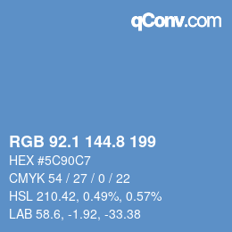 Código de color: RGB 92.1 144.8 199 | qconv.com
