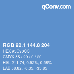 カラーコード: RGB 92.1 144.8 204 | qconv.com