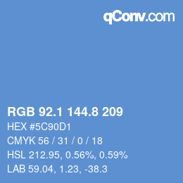 カラーコード: RGB 92.1 144.8 209 | qconv.com