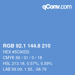 Farbcode: RGB 92.1 144.8 210 | qconv.com