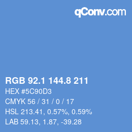 Farbcode: RGB 92.1 144.8 211 | qconv.com