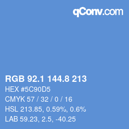 Farbcode: RGB 92.1 144.8 213 | qconv.com