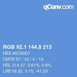 カラーコード: RGB 92.1 144.8 215 | qconv.com