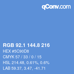 Color code: RGB 92.1 144.8 216 | qconv.com
