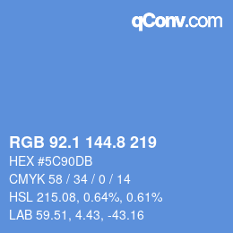 Color code: RGB 92.1 144.8 219 | qconv.com